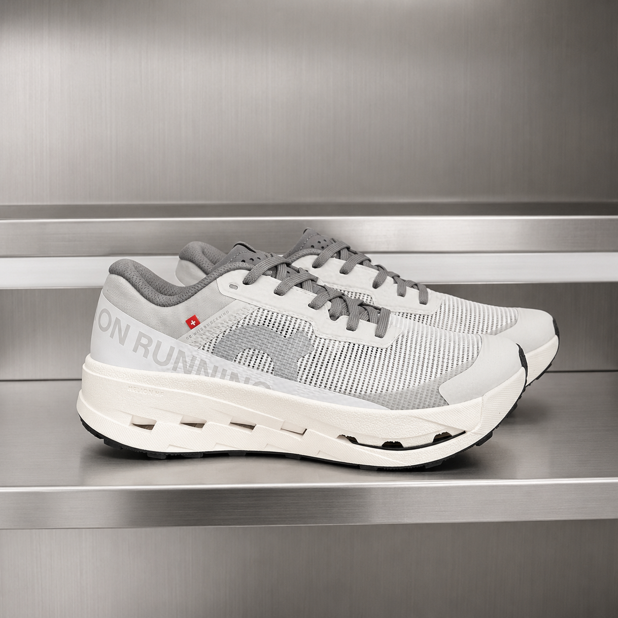 On Cloudmonster White Grey Black 5