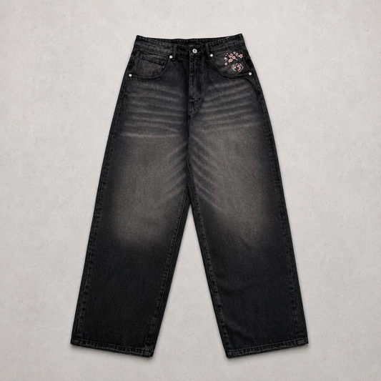 Vrrock Black Baggy Denim Jeans image 1