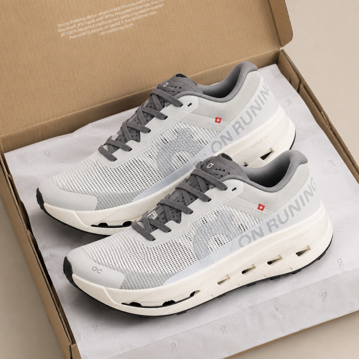 On Cloudmonster White Grey Black 3