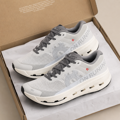 On Cloudmonster White Grey Black 3