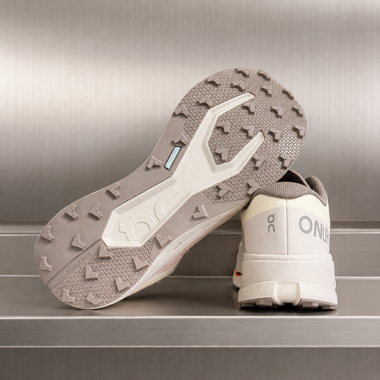 On Cloudmonster White Grey Orange 4